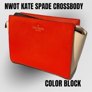 NWOT KATE SPADE CROSSBODY COLOR BLOCK RED, CREAM & BLACK ADJUSTABLE STRAP